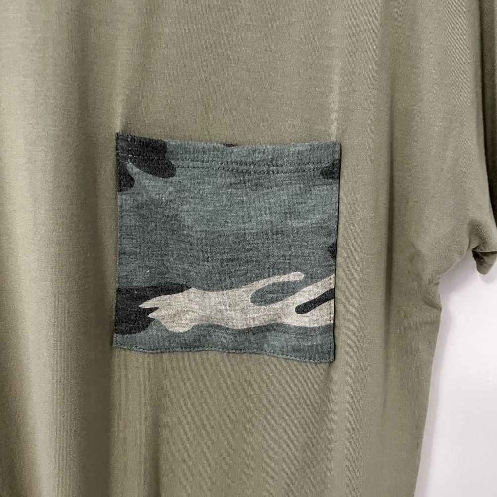 Bombom Green Short Sleeve Tie Front Top Camo pocket Size M - Picture 4 of 6